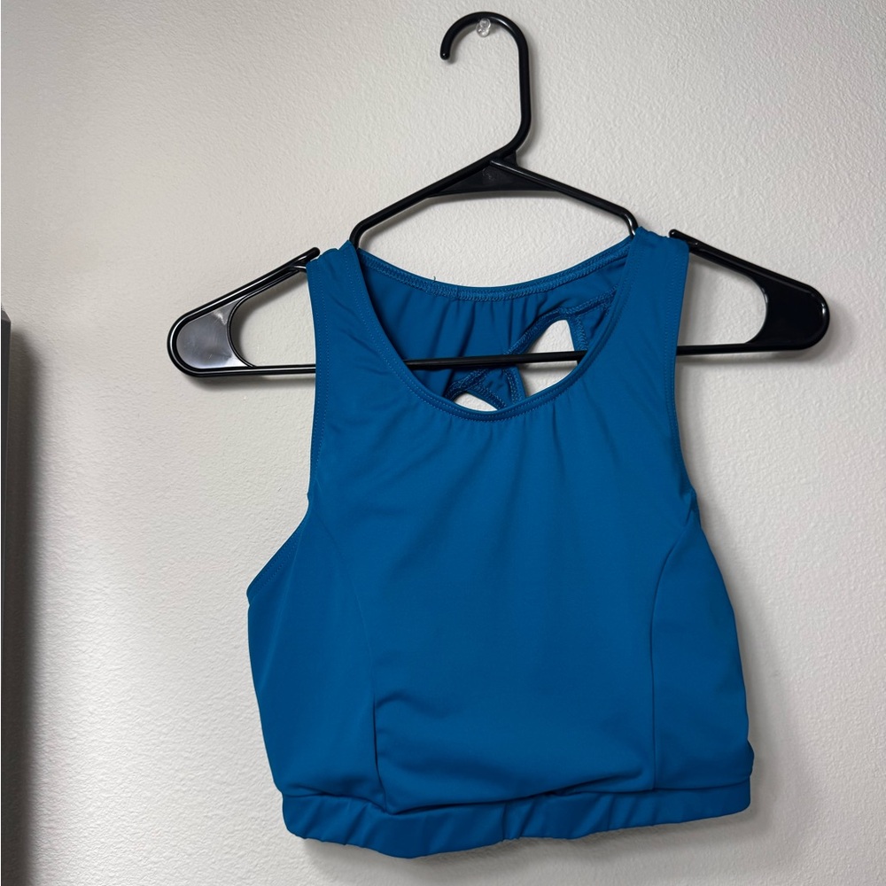 Weissman Blue Racerback Crop Top for Performance
